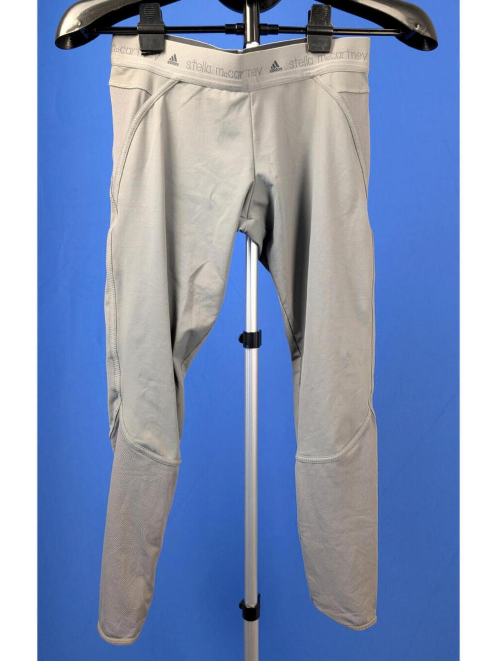 EUC Adidas by Stella McCartney Gray Leggings Size S Mesh Panels Back Zip Pocket